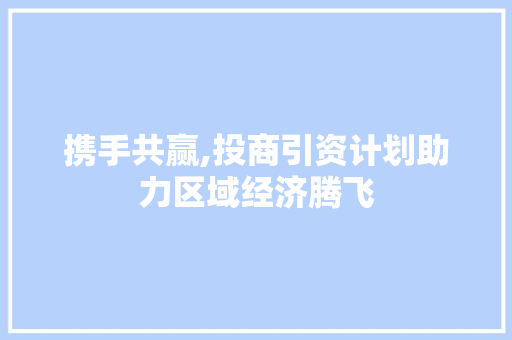 携手共赢,投商引资计划助力区域经济腾飞