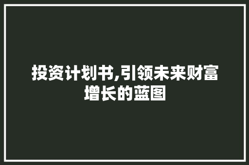投资计划书,引领未来财富增长的蓝图 反义词汇