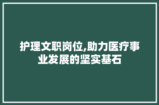 护理文职岗位,助力医疗事业发展的坚实基石