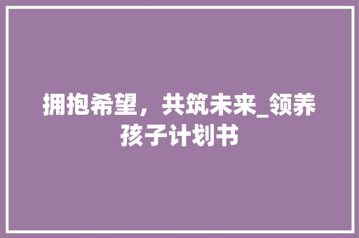 拥抱希望，共筑未来_领养孩子计划书