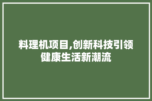 料理机项目,创新科技引领健康生活新潮流