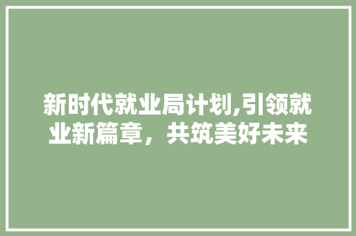 新时代就业局计划,引领就业新篇章，共筑美好未来