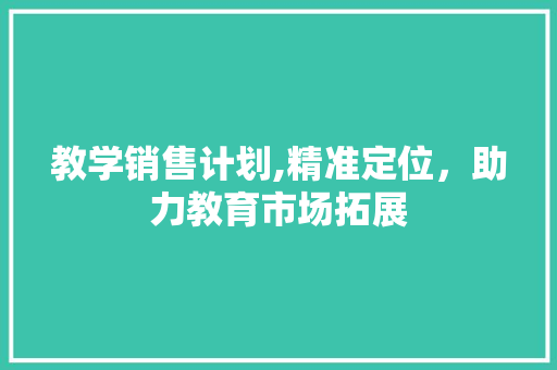 教学销售计划,精准定位，助力教育市场拓展 汉字拼音