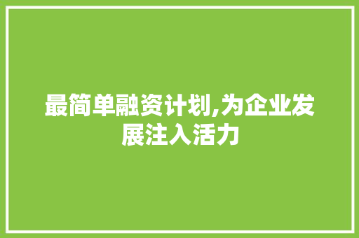 最简单融资计划,为企业发展注入活力 短语