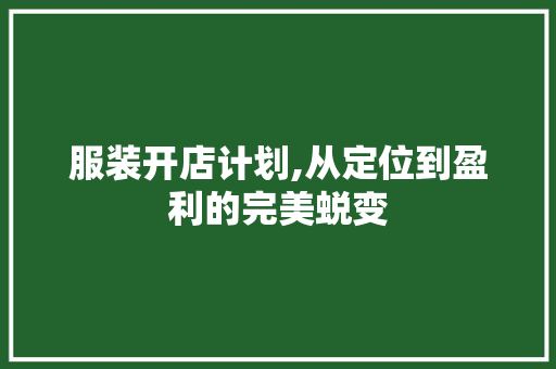 服装开店计划,从定位到盈利的完美蜕变
