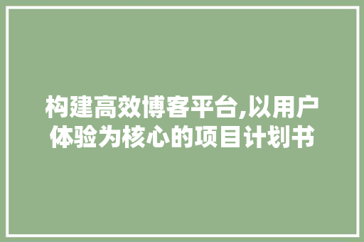 构建高效博客平台,以用户体验为核心的项目计划书