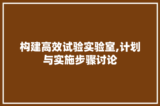 构建高效试验实验室,计划与实施步骤讨论
