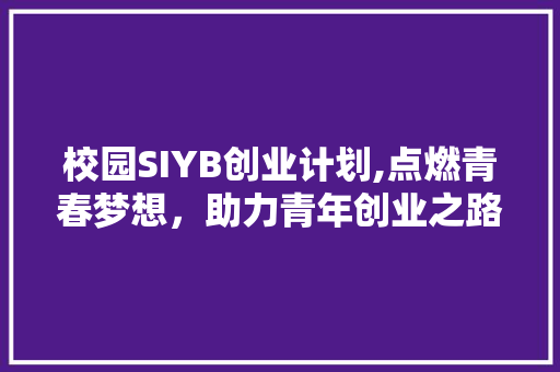 校园SIYB创业计划,点燃青春梦想，助力青年创业之路 古代典籍