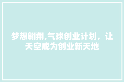 梦想翱翔,气球创业计划，让天空成为创业新天地