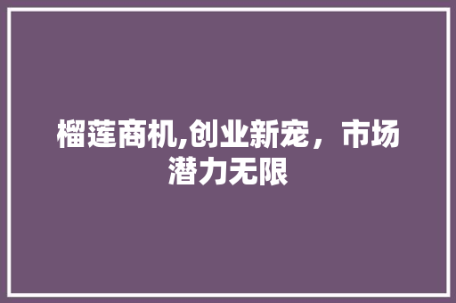 榴莲商机,创业新宠，市场潜力无限