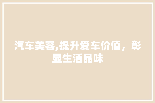 汽车美容,提升爱车价值，彰显生活品味