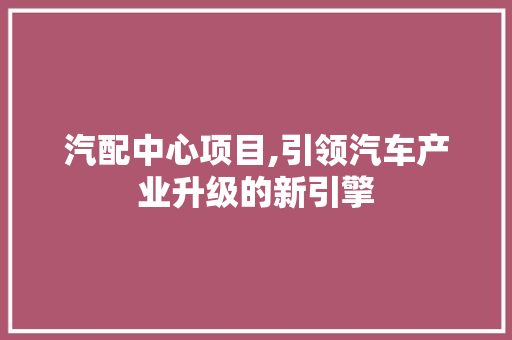 汽配中心项目,引领汽车产业升级的新引擎 近义词汇