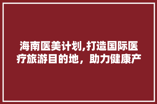 海南医美计划,打造国际医疗旅游目的地，助力健康产业发展 成语汇编