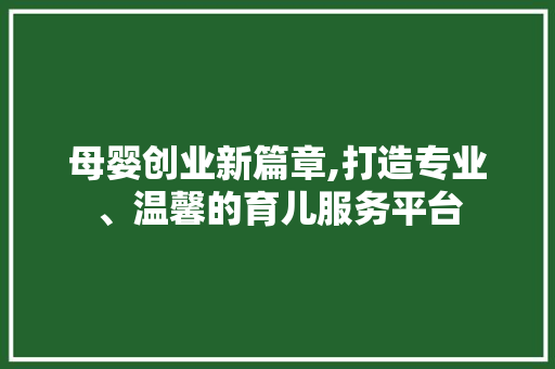 母婴创业新篇章,打造专业、温馨的育儿服务平台