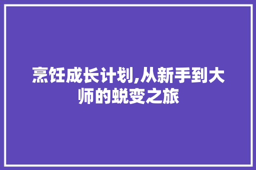 烹饪成长计划,从新手到大师的蜕变之旅