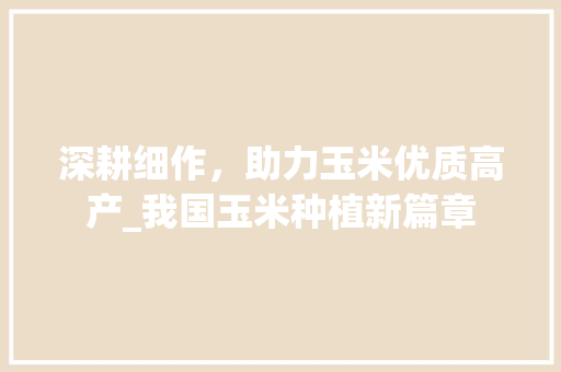 深耕细作，助力玉米优质高产_我国玉米种植新篇章