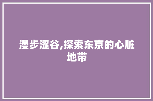 漫步涩谷,探索东京的心脏地带