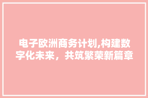 电子欧洲商务计划,构建数字化未来，共筑繁荣新篇章