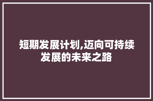短期发展计划,迈向可持续发展的未来之路