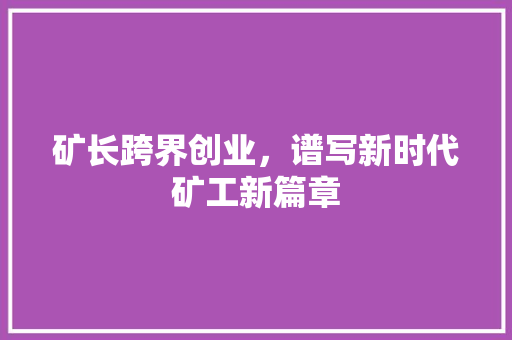 矿长跨界创业，谱写新时代矿工新篇章 诗词佳句