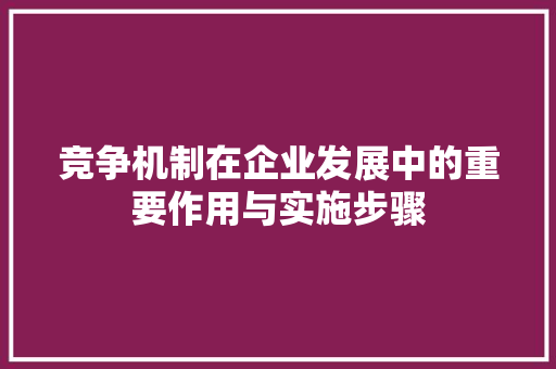 竞争机制在企业发展中的重要作用与实施步骤