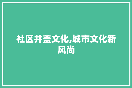 社区井盖文化,城市文化新风尚