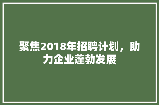 聚焦2018年招聘计划，助力企业蓬勃发展
