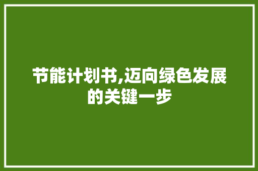 节能计划书,迈向绿色发展的关键一步