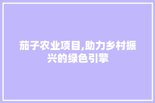 茄子农业项目,助力乡村振兴的绿色引擎