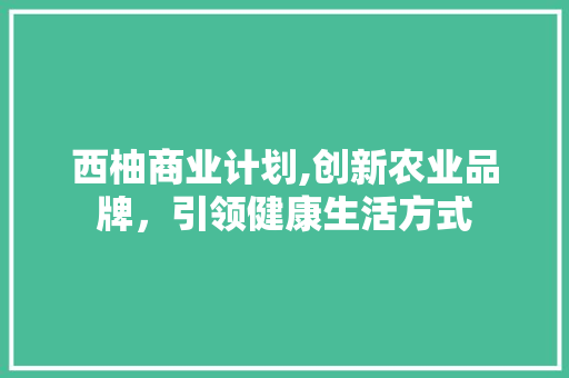 西柚商业计划,创新农业品牌，引领健康生活方式