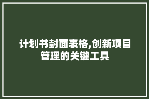 计划书封面表格,创新项目管理的关键工具