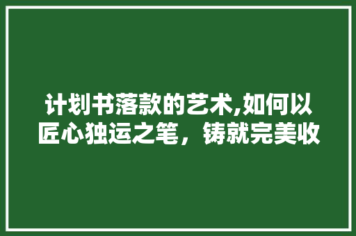 计划书落款的艺术,如何以匠心独运之笔，铸就完美收尾
