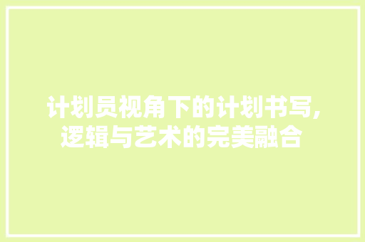 计划员视角下的计划书写,逻辑与艺术的完美融合 问答