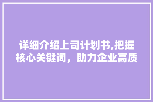 详细介绍上司计划书,把握核心关键词，助力企业高质量发展 诗词佳句