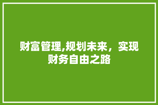 财富管理,规划未来，实现财务自由之路