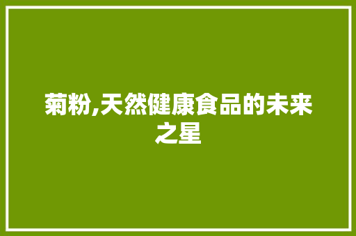 菊粉,天然健康食品的未来之星