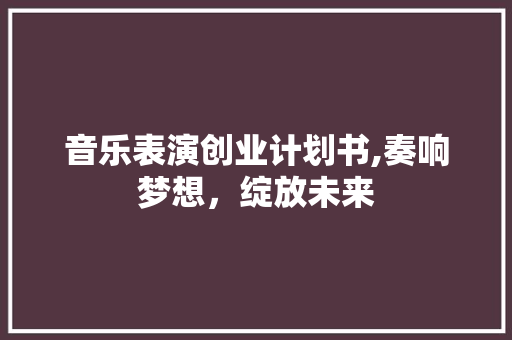 音乐表演创业计划书,奏响梦想，绽放未来 古代典籍