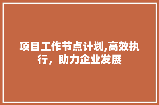 项目工作节点计划,高效执行，助力企业发展 问答