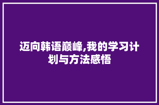 迈向韩语巅峰,我的学习计划与方法感悟