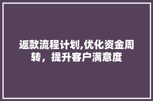 返款流程计划,优化资金周转，提升客户满意度 古代典籍