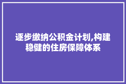逐步缴纳公积金计划,构建稳健的住房保障体系