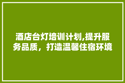 酒店台灯培训计划,提升服务品质，打造温馨住宿环境