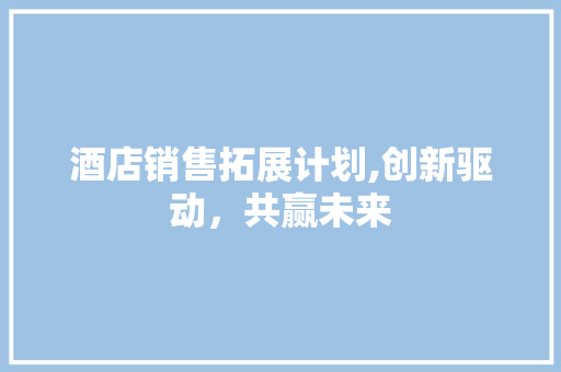 酒店销售拓展计划,创新驱动，共赢未来