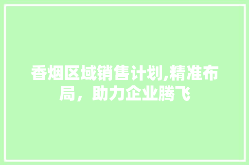 香烟区域销售计划,精准布局，助力企业腾飞
