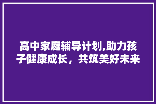 高中家庭辅导计划,助力孩子健康成长，共筑美好未来