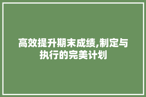 高效提升期末成绩,制定与执行的完美计划 英语单词