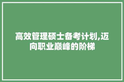 高效管理硕士备考计划,迈向职业巅峰的阶梯 近义词汇