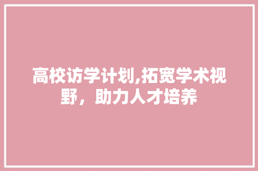 高校访学计划,拓宽学术视野，助力人才培养 问答