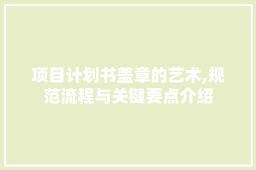 项目计划书盖章的艺术,规范流程与关键要点介绍