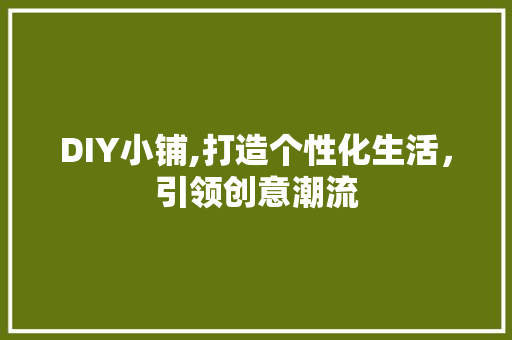 DIY小铺,打造个性化生活，引领创意潮流